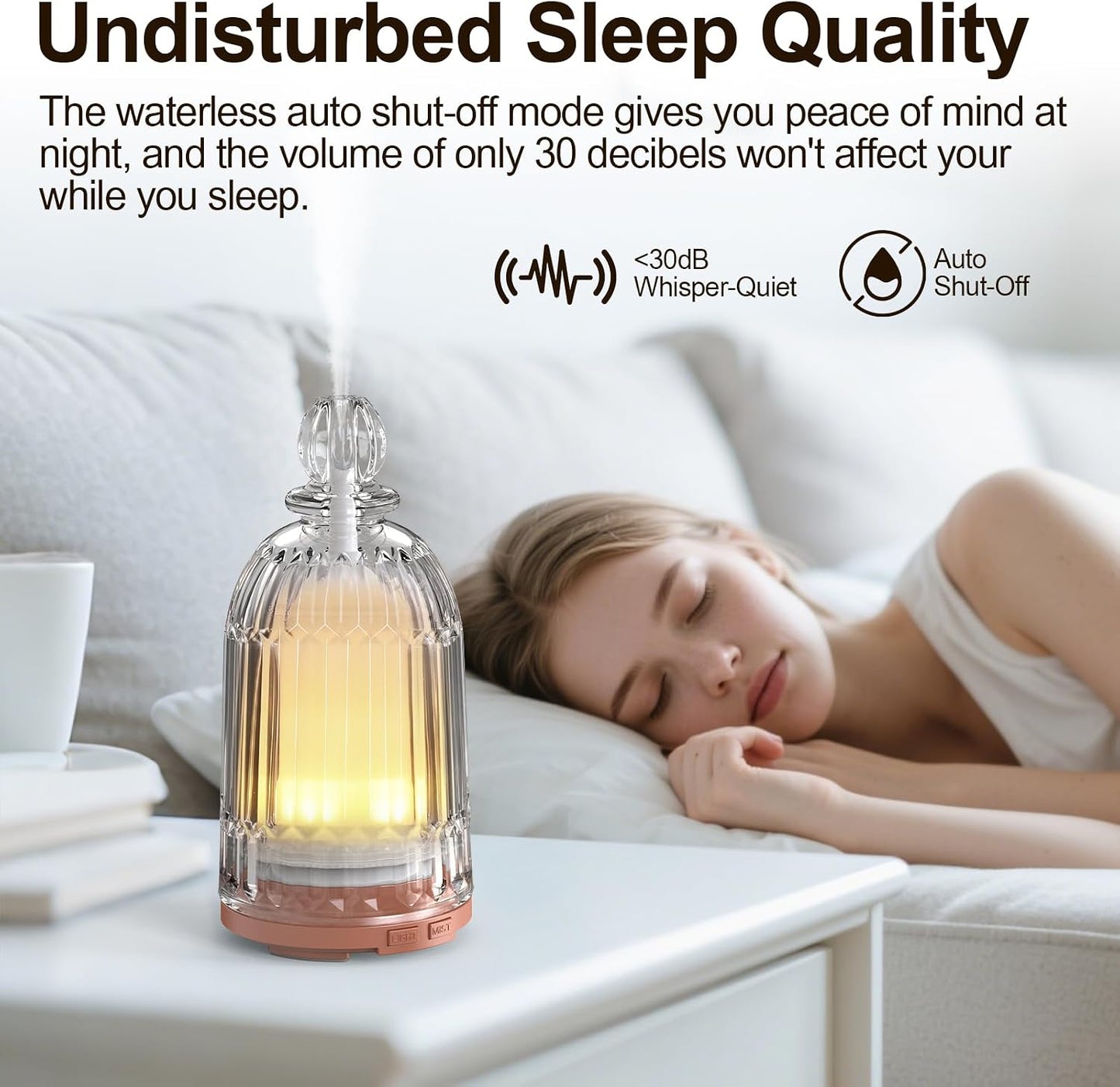 Glass Essential Oil Diffuser, Ultrasonic Aroma Diffuser Glass Cover & Plastic Reservoir with 7 LED Color Changing Light, Auto Shut-Off for Home Office Spa, 120ml(Black Base)
