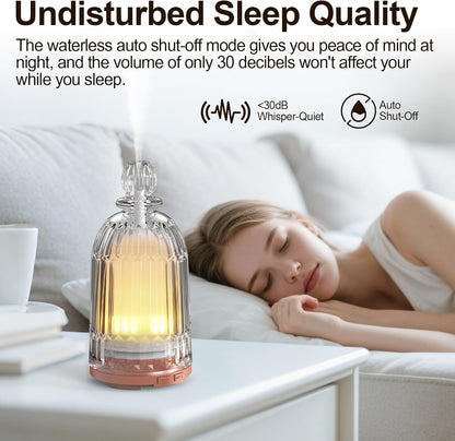Glass Essential Oil Diffuser, Ultrasonic Aroma Diffuser Glass Cover & Plastic Reservoir with 7 LED Color Changing Light, Auto Shut-Off for Home Office Spa, 120ml(Black Base)