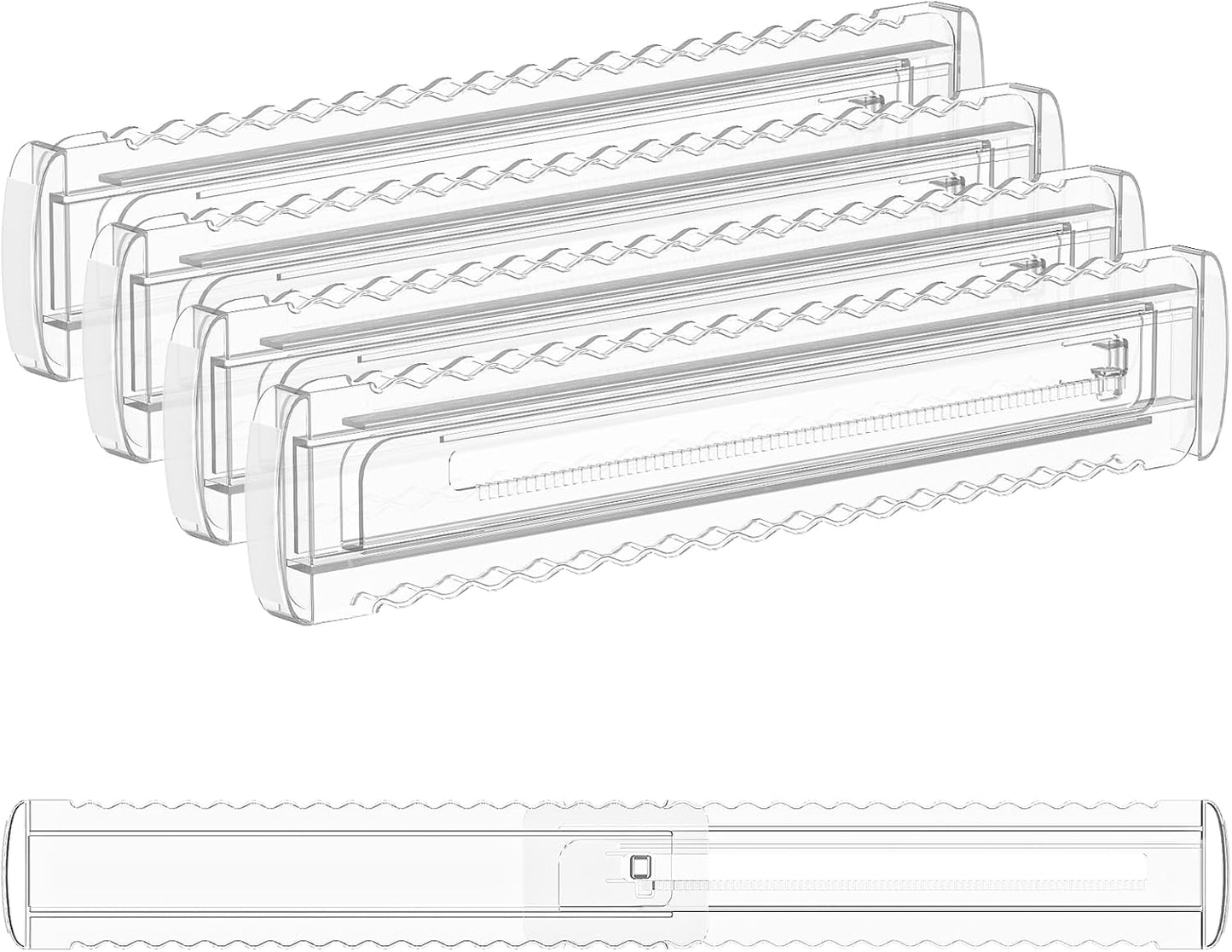 4 Pack 4" High Drawer Dividers for Clothes, 10.2"-16.5" Expandable | Dresser Drawer Organizers, Adjustable Plastic Clear Drawer Separators for Kitchen, Baby Clothing, Socks & Underwear Storage