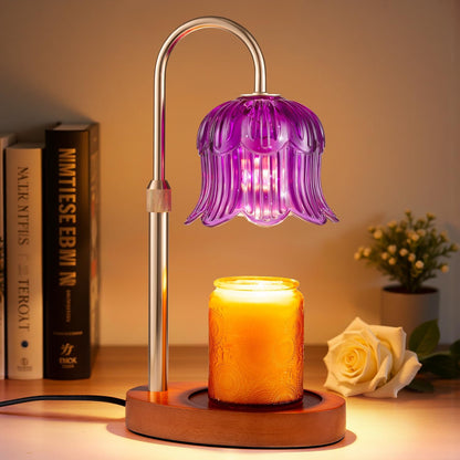 Candle Warmer Lamp Adjustable Timer - Electric Flower Glass Candles Light