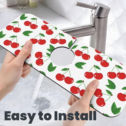 Abstract Flower Blooming Floral Watercolor Kitchen Sink Splash Guard Faucet Mat Super Absorbent Fast Drying Mat Sink Gadgets-Fast Drying Pad Sink Mat For Kitchen Bathroom (15" X 5.5" )