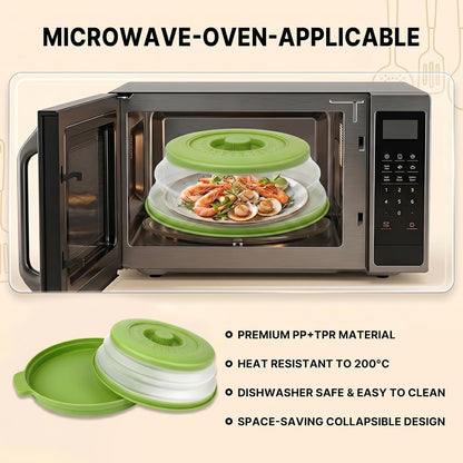 10 Inch Microwave Splatter Cover Vented for Food, Collapsible Splatter Guard with Handle, Anti-Splatter Plate Lid for Kitchen Fruit Vegetables, Dishwasher-Safe Easy Clean (black)