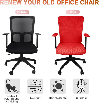 Tallew 4 Pcs Office Chair Covers Set Computer Universal Protective Stretchable Chair Seat Covers Desk Armrest Slipcovers Pads Office Cushion Backrest for Rotating (XL,Silver Gray)