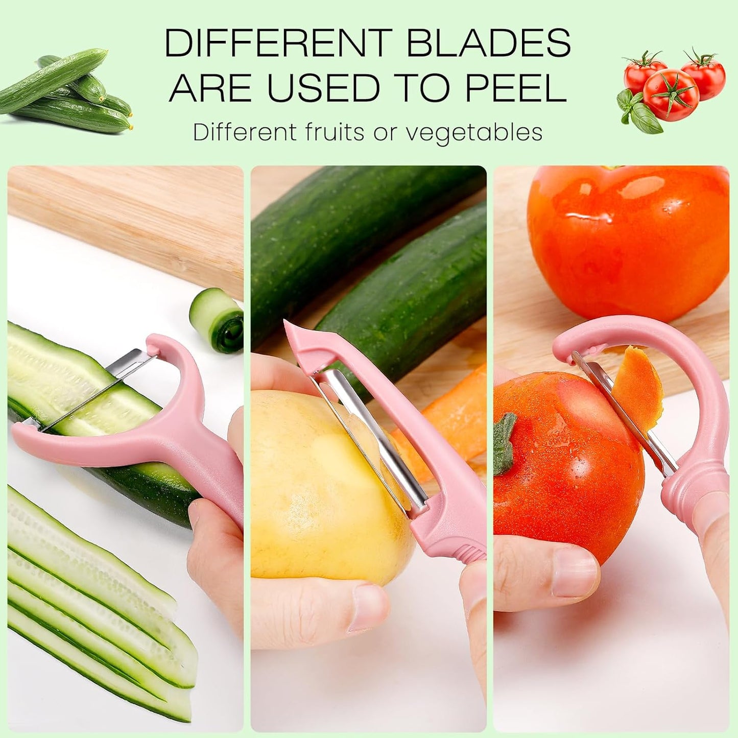 Senbowe Upgrade Potato Peeler for Kitchen, 6PCS Stainless Steel Vegetable Peeler, I and Y Veggie Food Peeler for Apple Fruit Carrot Zucchini Cucumber,Good Grip Makes Peeling Very Easy (Green)