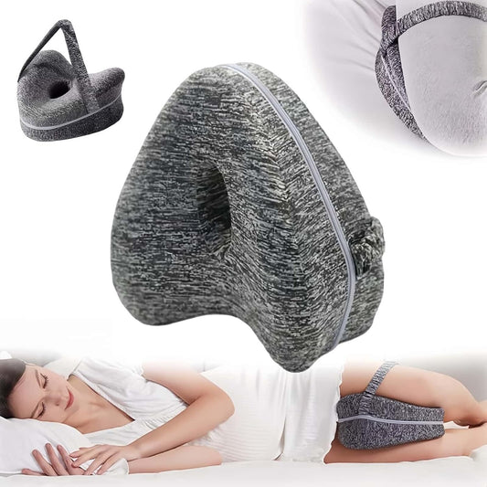 Alignment Pillow for Side Sleepers, Leg Pillow, Knee Pillow for Side Sleeping, Memory Foam Ergonomic Sciatica Pain Relief Pillows with Adjustable Strap for Hips, Knees,Legs,Back (Grid Blue)
