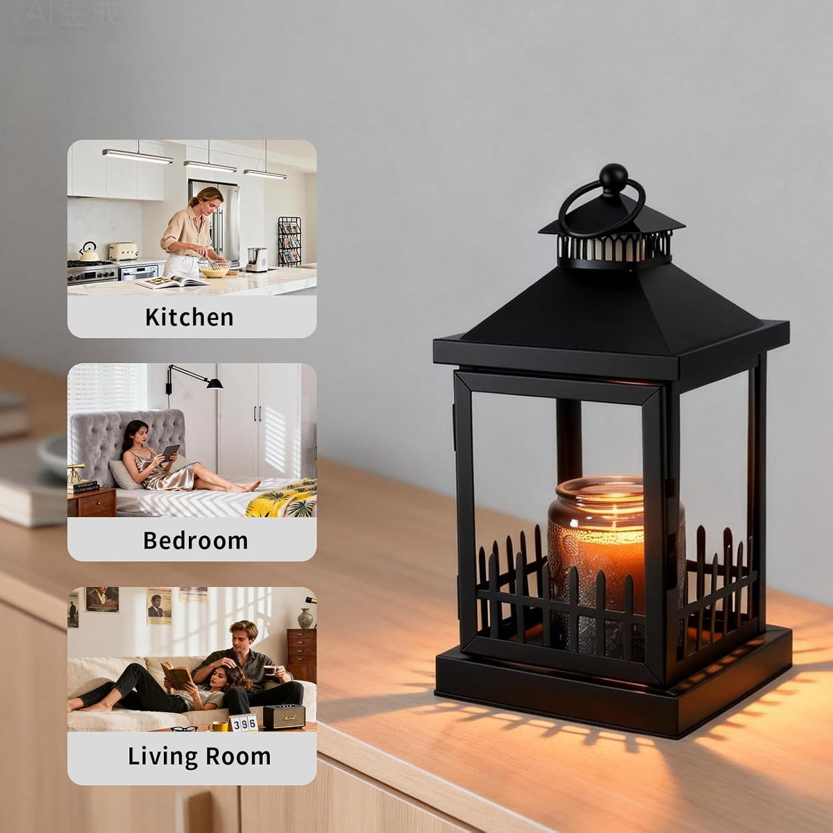 2026 New Candle Warmer Lamp with Timer,Compatible with 3 Wick Candles Jars,Vintage Candle Warmer Lantern Lamp,Dimmable Farmhouse Candle Lamp Warmer,Fully Enclosed and Hanging Up Designed