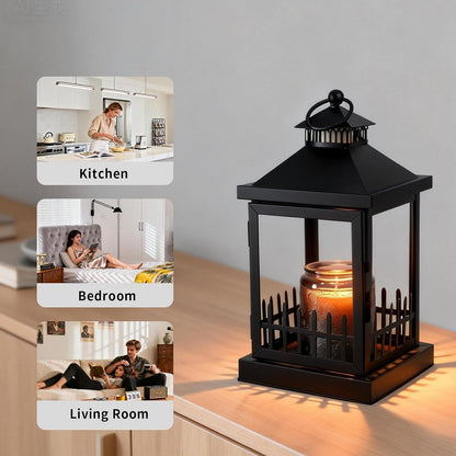 2026 New Candle Warmer Lamp with Timer,Compatible with 3 Wick Candles Jars,Vintage Candle Warmer Lantern Lamp,Dimmable Farmhouse Candle Lamp Warmer,Fully Enclosed and Hanging Up Designed