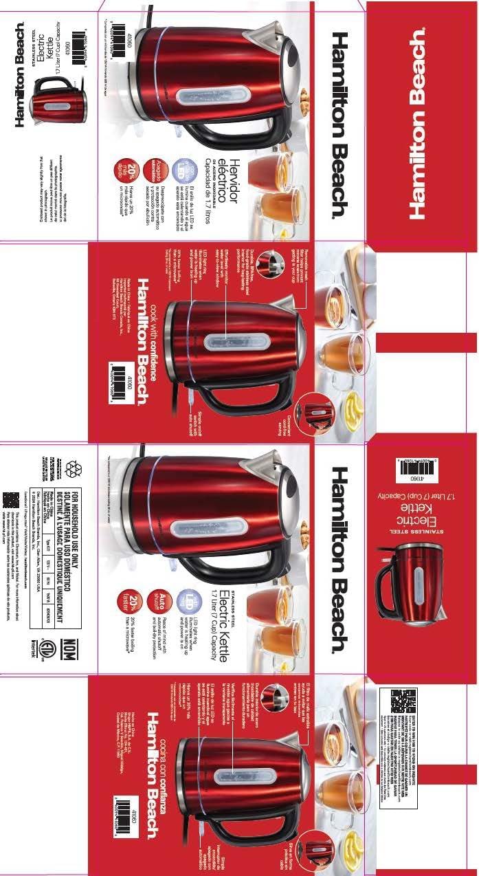 Hamilton Beach 1.7 Liter Electric Tea Kettle, Water Boiler & Heater | Fast Boiling 1500 Watts | BPA Free | Cordless Serving | Auto-Shutoff & Boil-Dry Protection | LED Light Ring | Stainless Steel