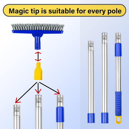Grout & Scrub Brush Combo, Floor Scrubber with Long Handle, Multi-Purpose Stiff Bristles Cleaning Brush Set for Tile, Grout, Deck, Kitchen, Shower Floor (2 Pcs)