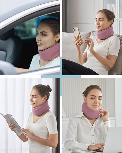 Neck Brace for Sleeping - Cervical Collar Relief Neck Pain and Neck Support Soft Foam Wraps Keep Vertebrae Stable for Relief of Cervical Spine Pressure for Women & Men Rose Pink Large Size