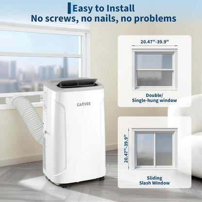 Garvee 14,000 BTU Portable Air Conditioner, 3-in-1 Portable AC for Rooms | Fast & Quiet Cooling for Rooms up to 750 Sq.Ft, Remote Control, LED Display Panel, Included Easy Install Window Kit