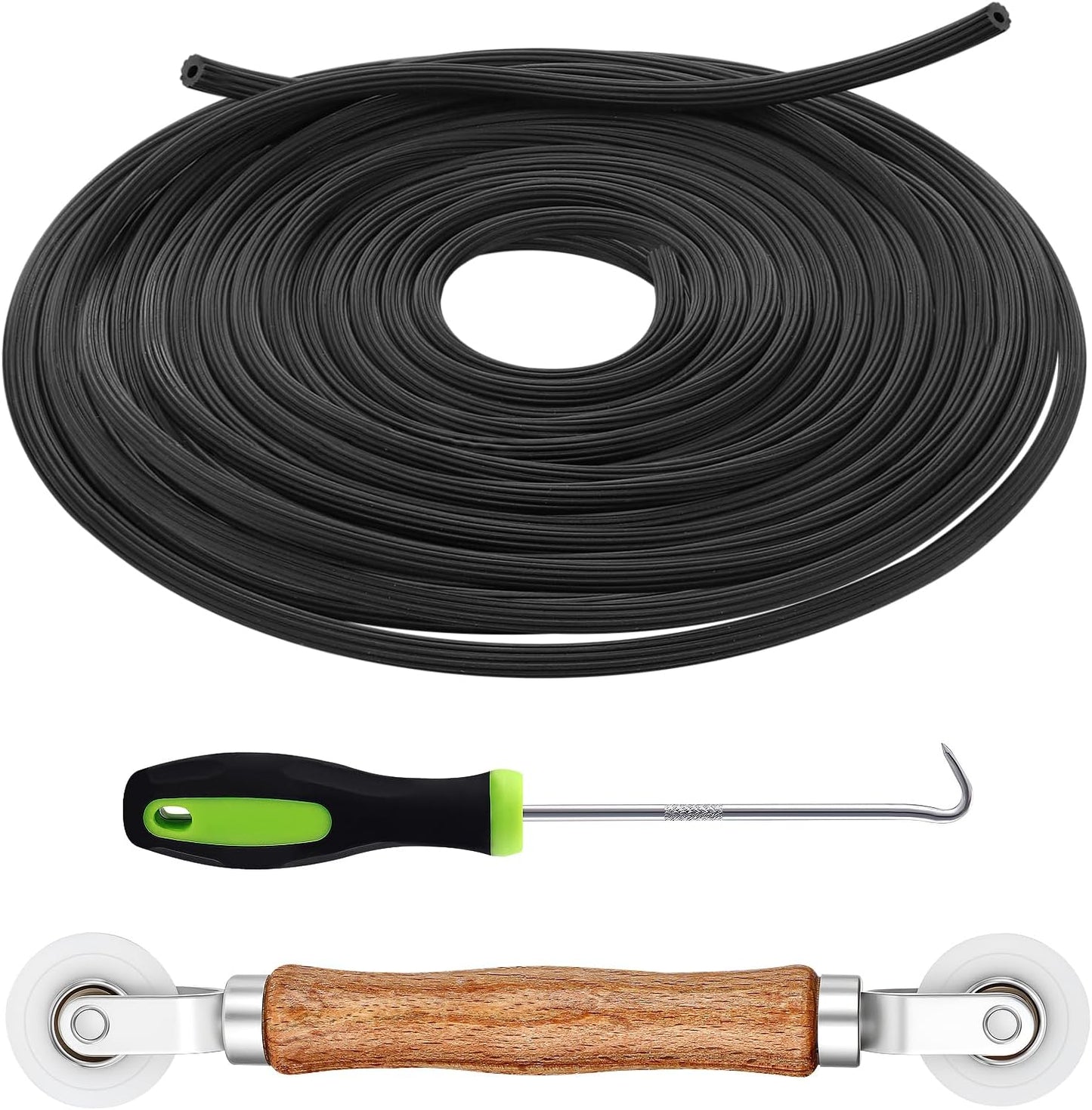 MEWTOGO 3 in 1 Screen Repair Kit, Window Screen Replacement Tools | Including 32.8ft Spline, Roller, Removal Hook,for Replacing & Installing Door Window Screens