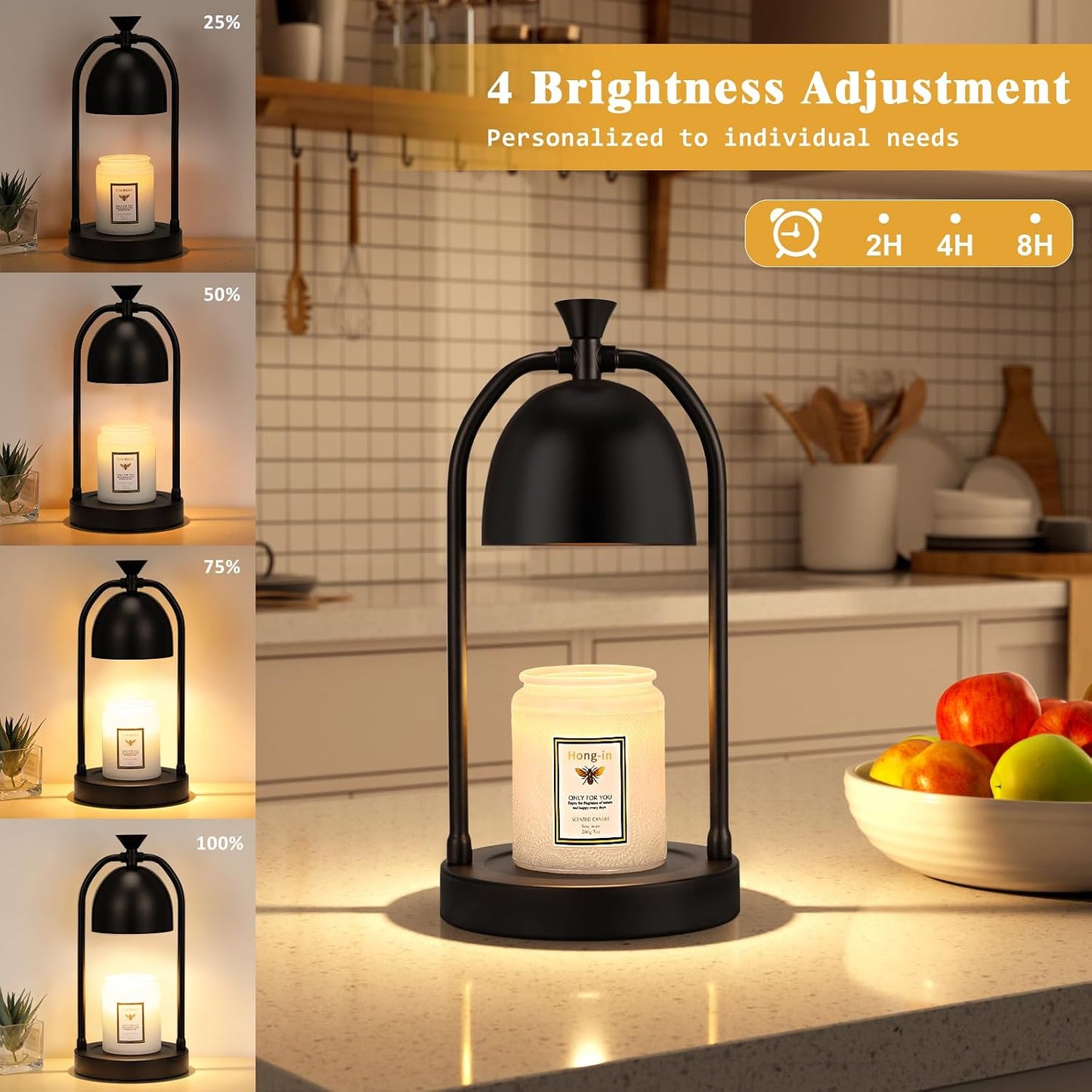 Brown Candle Warmer Lamp with Timer-Electric Candle Light for Bedroom Decor, Aromatherapy at Home | Gifts for Men | Home Gift Ideas