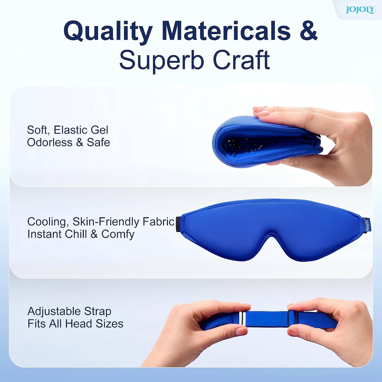 Contoured Cooling Gel Eye Mask: Ice Cold Compress for Puffy Eyes, Dark Circles, Sinus Pain & Surgery Relief, Reusable Therapy, Fits All Head Sizes, Daily Eye Care, Relaxation Beauty Gift, Blue