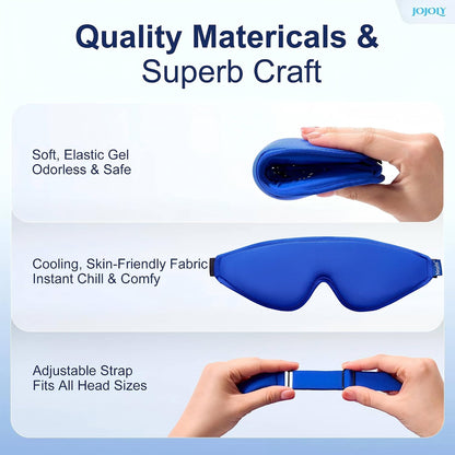 Contoured Cooling Gel Eye Mask: Ice Cold Compress for Puffy Eyes, Dark Circles, Sinus Pain & Surgery Relief, Reusable Therapy, Fits All Head Sizes, Daily Eye Care, Relaxation Beauty Gift, Blue