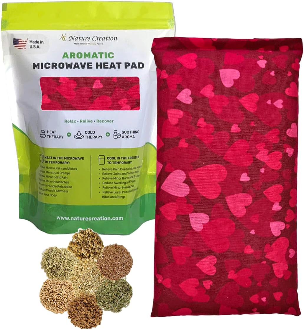 Nature Creation Microwaveable Herbal Heating Pad - Microwave Heating Pad for Neck and Shoulders, Cold & Hot Pack, Heat Pack Warming Pad, Microwavable Heating Pads - Pack of 1 (Lavender Flowers)