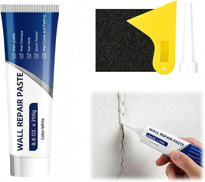 Drywall Repair Kit – Wall Repair Paste for Cracks & Holes, Fast-Drying Spackle with Scraper & Sandpaper, Multi-Purpose Wall Mending Compound for Indoor Outdoor Use (1 Pack)