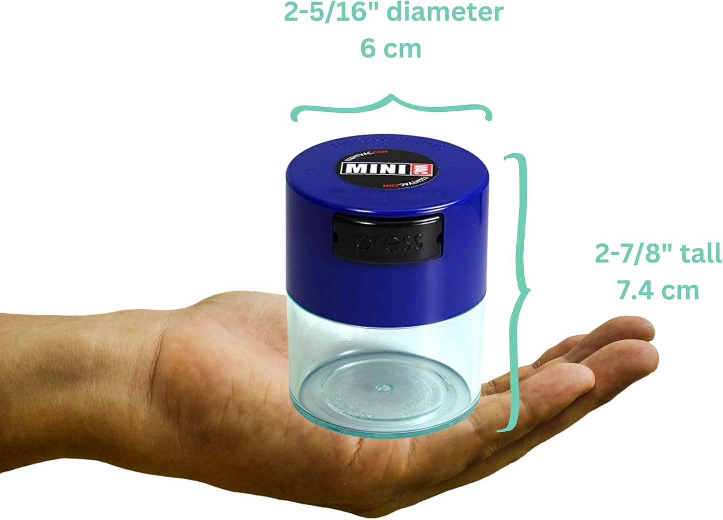 Minivac - 10g to 30 grams Airtight Multi-Use Vacuum Seal Portable Storage Container for Dry Goods, Food, and Herbs - Green Clear
