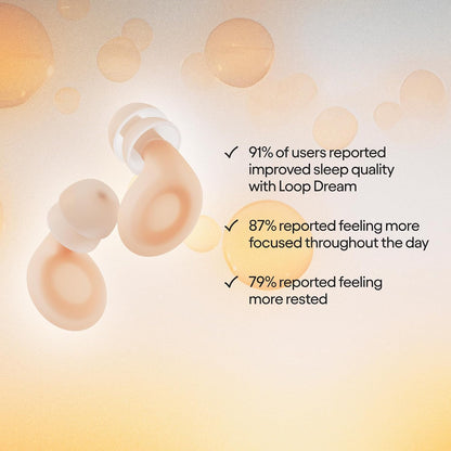 Loop Dream Ear Plugs - Soft Silicone Hearing Protection for Sleep & Snoring | Silicone & memory foam. 27dB SNR noise reduction. Customized fit. Muffles snoring for deeper, uninterrupted sleep