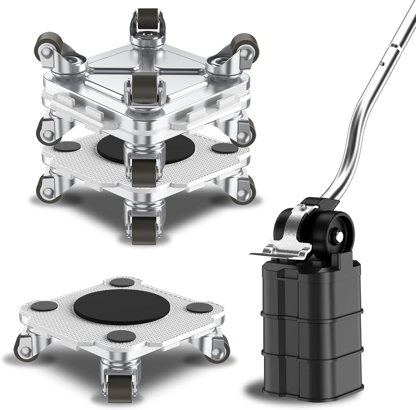ONEON Furniture Mover with Wheels, 360° Rotation Wheels Furniture Dolly for Moving Heavy Furniture, Appliances, 660 LB Max Load Capacity with Auxiliary Lifter - Connect Dolly