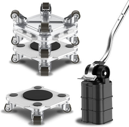 ONEON Furniture Mover with Wheels, 360° Rotation Wheels Furniture Dolly for Moving Heavy Furniture, Appliances, 660 LB Max Load Capacity with Auxiliary Lifter - Connect Dolly