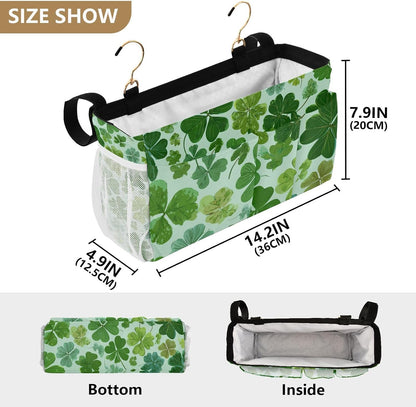 Bedside Caddy Hanging Bunk Bed Caddy Bed Organizer Hanging Pocket with 2 Hooks Bedside Storage Organizer Pocket Bag Holder Checkered Light Green - Colors B
