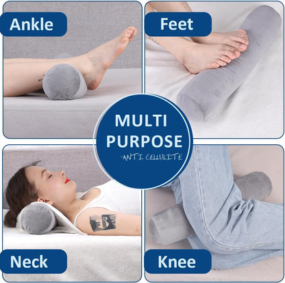 Neck Roll Pillow, Cervical Neck Pillow Bolster Pillow for Sleeping | Cotton neck roll, machine-washable cover, supports neck, legs, back & sleeping, slim bolster for bed & yoga