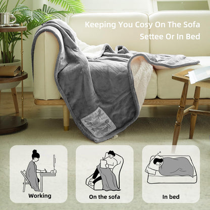 GOTCOZY Heated Blanket-Soft Plush Electric Blanket 50"X60"(Grey)
