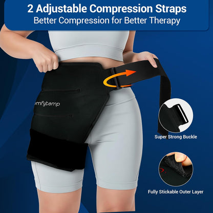Comfytemp Hip Ice Pack Wrap for Sciatica Pain Relief, Hip Replacement Kit After Surgery, Reusable Gel Ice Pack for Injuries, Hot Cold Compress Recovery Items, Fathers Day Dad Gifts for Men, Blue (S/M)