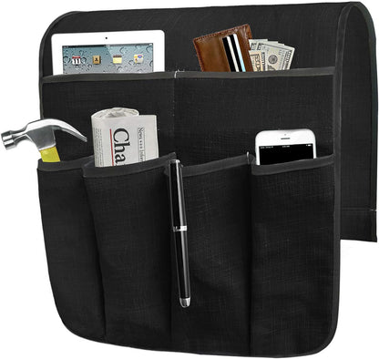 Couch Sofa Armrest Organiser Arm Chair Caddy Bedside Storage Pocket with 8 Pockets TV Remote Holder Bed Storage Pocket Bag for Cellphone Tablet Notepad Book Magazines DVD Glasses