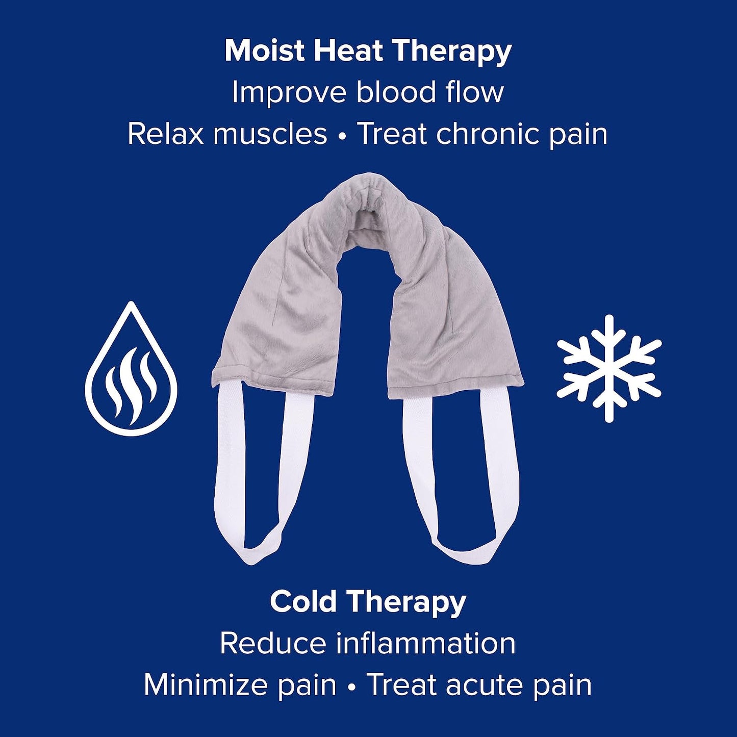 Bed Buddy Hot and Cold Neck Wrap, Microwavable Heating Pad & Cold Pack for Neck, Sore Muscles - Moist Heat Therapy Wrap, Grey, Unscented