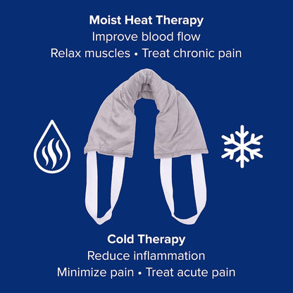 Bed Buddy Hot and Cold Neck Wrap, Microwavable Heating Pad & Cold Pack for Neck, Sore Muscles - Moist Heat Therapy Wrap, Grey, Unscented