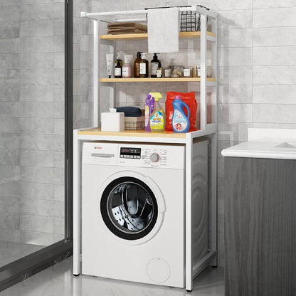 3 Tier Wooden Over The Washer and Dryer Storage Shelf, Bathroom Shelf Washing Machine Storage Shelves Utility Rack Freestanding Laundry Drying Rack Heavy Duty for Bathroom
