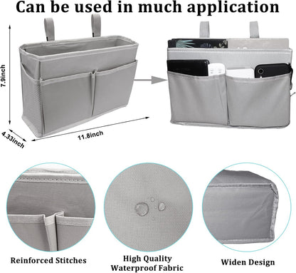 Sugaroom Bedside Storage Caddy, Bunk Bed Organizer Bed Storage Pocket Bedside Organizer Hanging Bed Storage Caddy for College Dorm Room, Hospital Bed Rails, Baby Bed, Camp