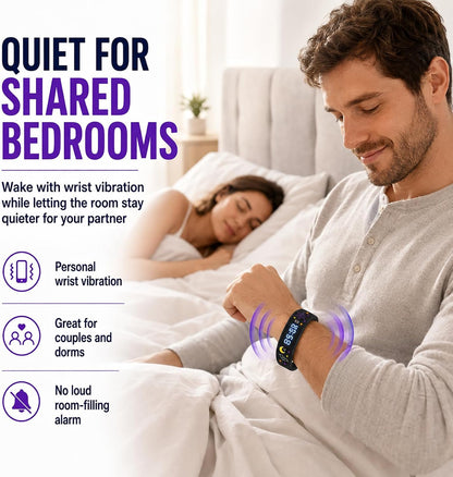 Vibrating Alarm Wristband Clock for Heavy Sleepers Wake Band Wrist Watch Silent Vibration Bracelet Loud Adults Strike Deaf People Despertar with that Won't Partner Extremely Deep