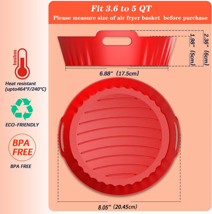 2Pcs Silicone Air Fryer Liners Reusable Square Thickened Airfryer Basket for 4 to 7 QT Baking Tray Accessories Kitchen Gadgets Replacement of Flammable Disposable Parchment Paper