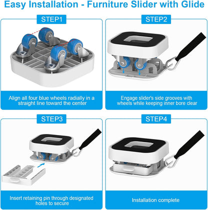 New Upgrade Furniture Sliders: Furniture Movers with Wheels & Groove | Furniture Dolly with 360° Rotatable Wheels - Appliance Roller for Moving Heavy Sofa Bed - Load Capacity Up to 750lb
