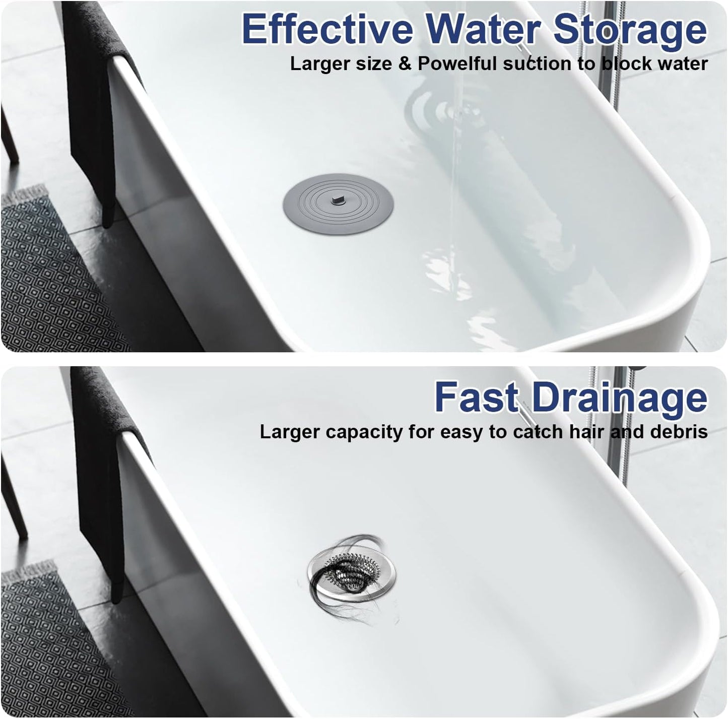 TRAPMATE Shower Drain Hair Catcher, 4.4" Anti-Clogging Bathtub Drain Cover | Easy Flip Cleaning, Traps Hair with Fast Drainage, Anti-Slip Drain Protector Fits Regular & Pop-up Drains (Patented Product)
