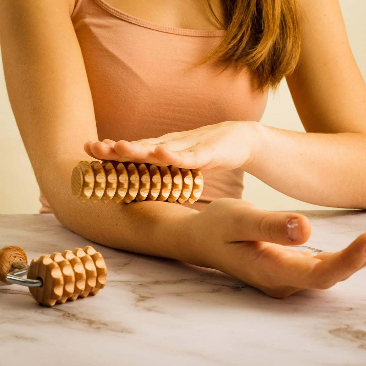 tuuli Body and Face Roller, Multi-Functional Wooden Massage Roller, Helps Ease Muscle Tension and Support Skin Health, Natural Face Massage Tools, Set of 2 (2 piece set A)