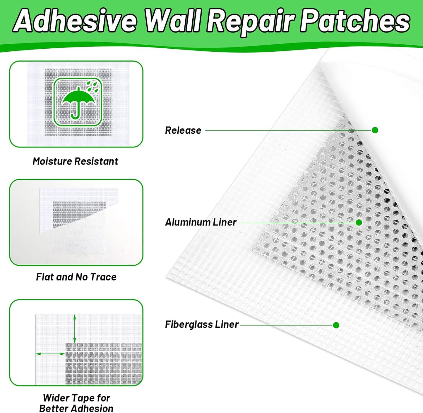 Ranekie 14 Pack Drywall Repairs Patch, 4/6/8 Inch Drywall Repair Kit with Extended Self-Adhesive Mesh,Large Hole Patch Repair for Drywall,Heavy Duty Dry Wall Hole Repair Patch