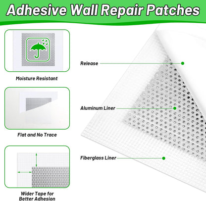 Ranekie 14 Pack Drywall Repairs Patch, 4/6/8 Inch Drywall Repair Kit with Extended Self-Adhesive Mesh,Large Hole Patch Repair for Drywall,Heavy Duty Dry Wall Hole Repair Patch