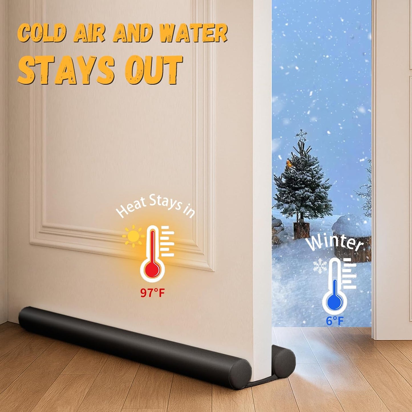 MAXTID Large Door Draft Stopper 30 Inch for Small Bedroom, Fits 1.7" Gaps | Small Size Bedroom Door, Fits 0.5 to 1.7" Gaps, White Under Door Draft Blocker, Seal Gap, Draft Guard for Bottom of Doors
