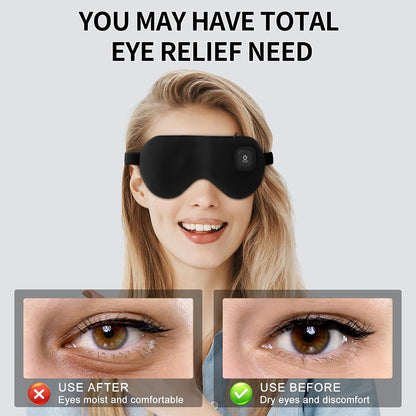 Heated Eye Mask, Cordless Hot & Cold Compress, 1000mAh Rechargeable, 3 Temperature Settings, Relief for Dry Eyes, Blepharitis & Styes, Improves Sleep, Ideal for Office Naps, Travel & Night Sleep