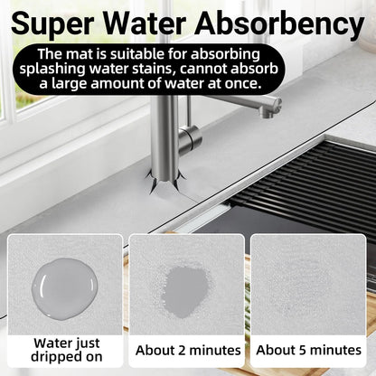 LOPNUR Cuttable Faucet Mat for Kitchen Sink, Extra Long 29 Inch, Black | Super Absorbent & Fast Dry Diatomite Sink Splash Guard, 0.8-2.4 Inch Adjustable Faucet Hole, Cut to Fit Bathroom & RV Sinks