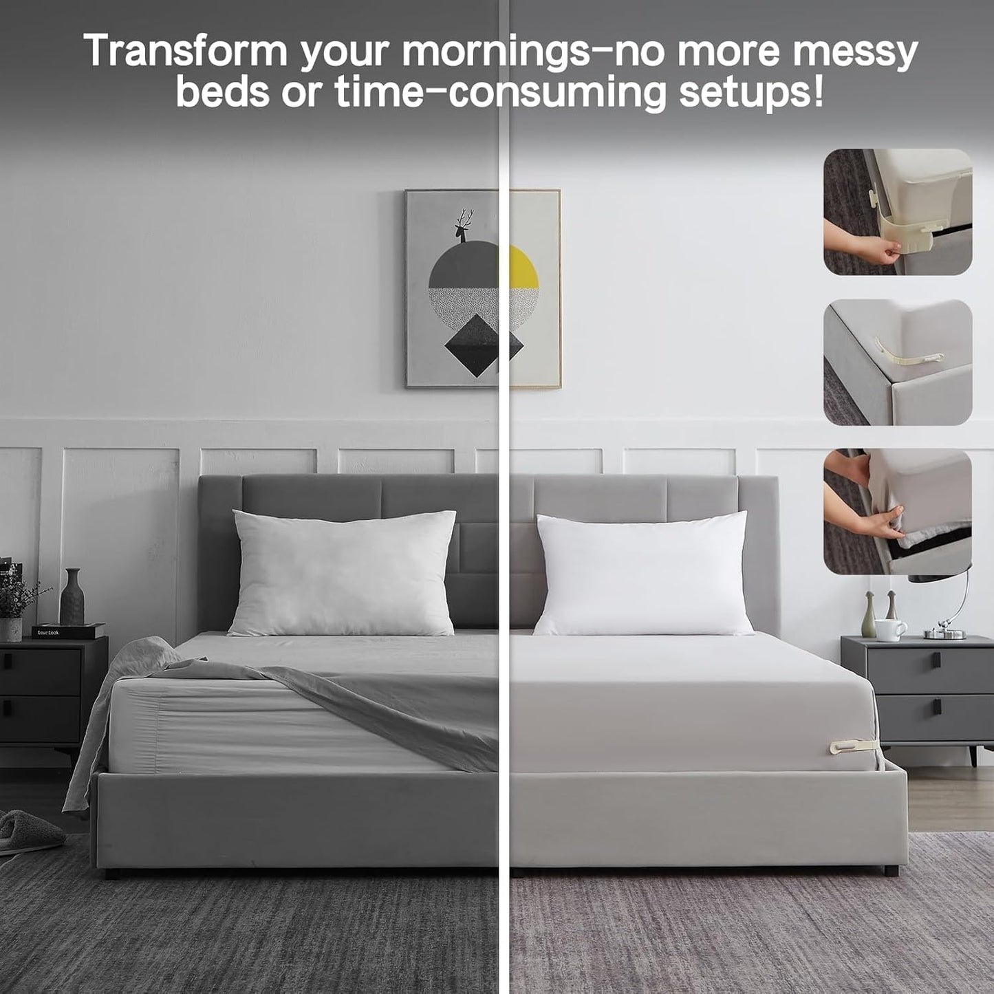 Sheet Holders for Fitted Sheets – 4 Pack Heavy Duty ABS+Silicone Lock Straps, Keep Sheets Firm & Tight, No Slippage – Easy Install Bed Sheet Holders