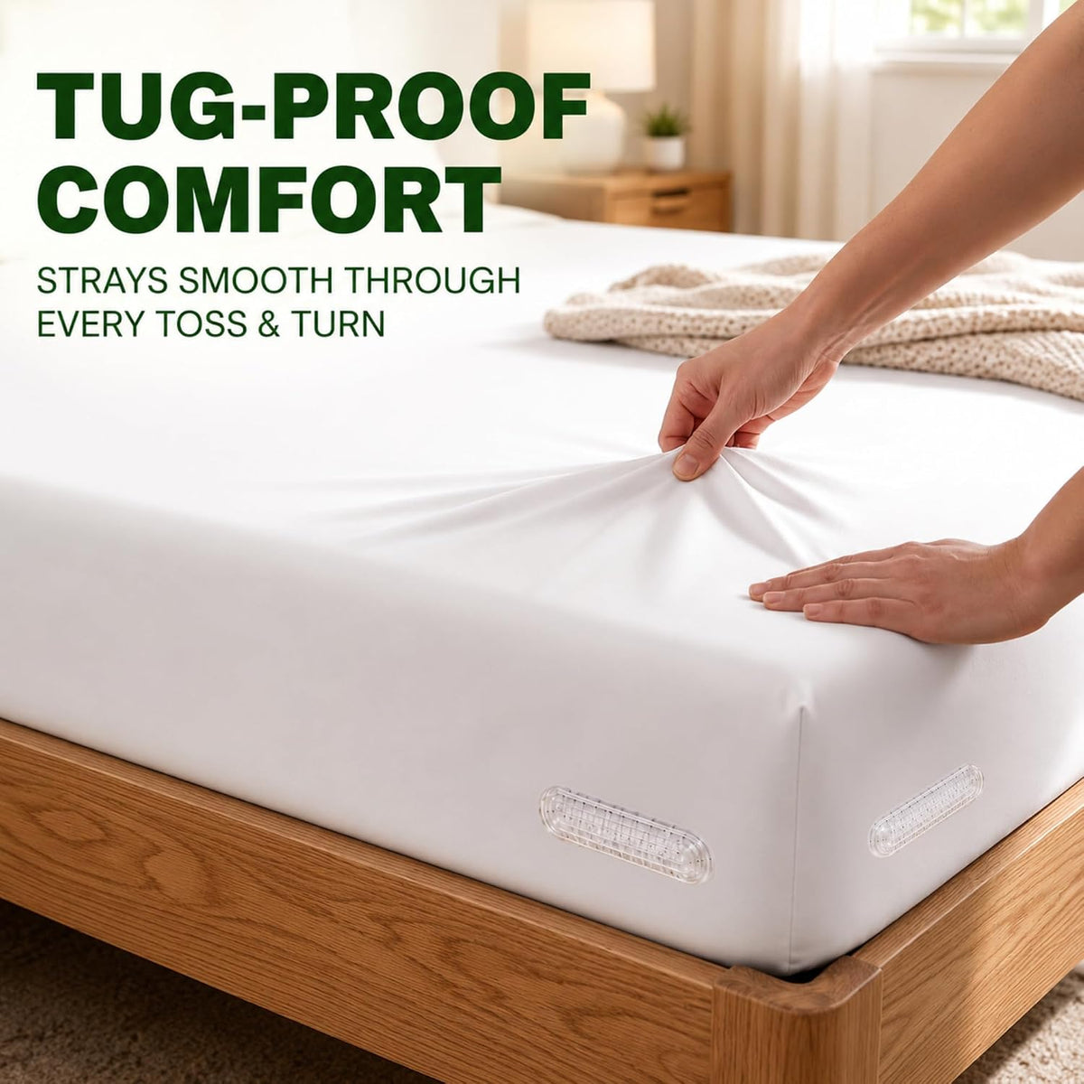 Upgraded Bed Sheet Holders for Corners, 4PCS Fitted Sheet Clips, Heavy Duty Sheet Straps, Bed Sheet Fasteners, Lock Sheet Holders Keep Sheets Firm & Tight, Fits Twin Full Queen King Mattresses
