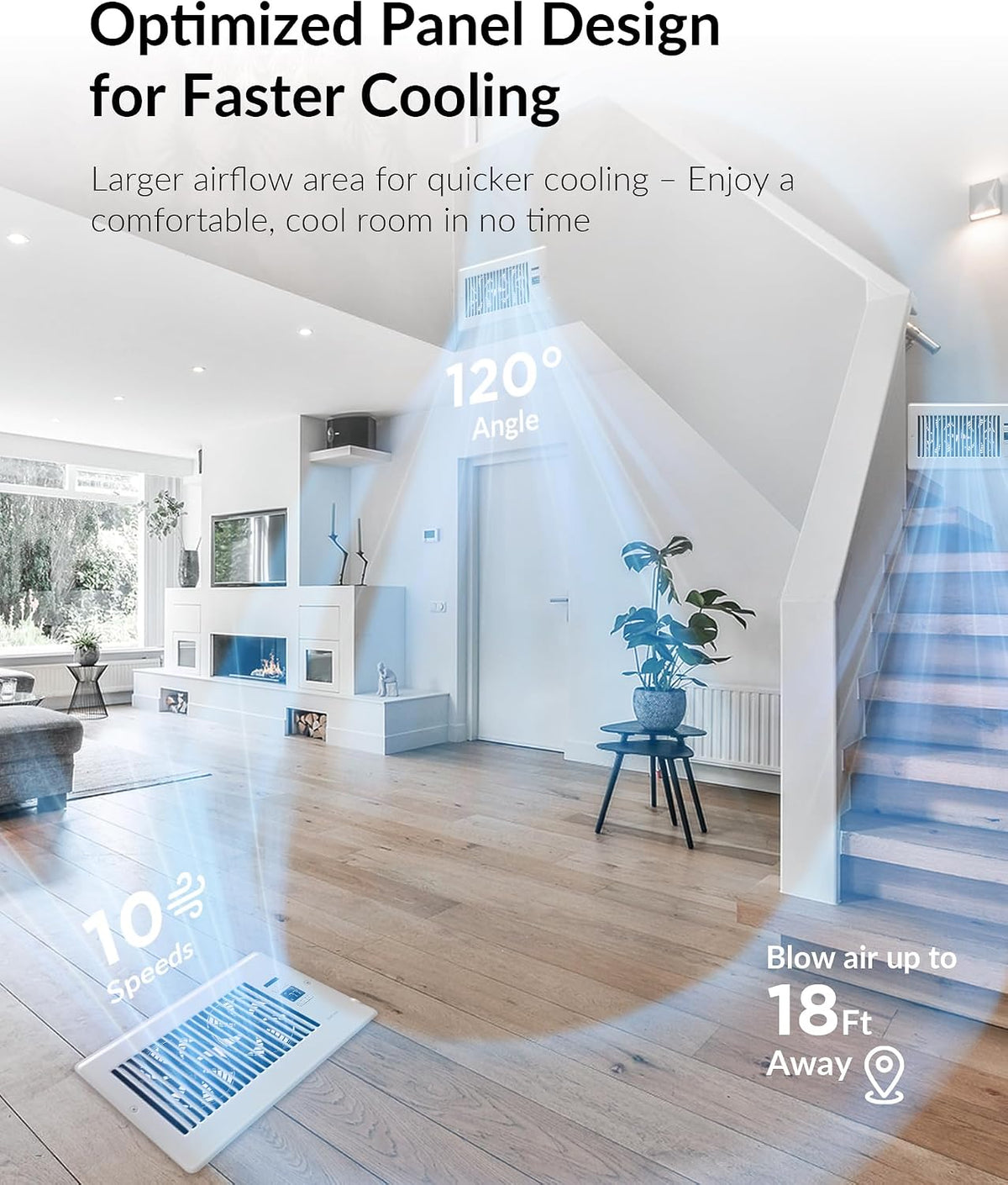 Howeall 4" x 10" Super Quiet Register Booster Fan - Upgrade Smart Register Vent with Ionizer and Dual Intelligent Thermostat Control - Heating Cooling Vent Fan Booster - Charleston Design (ORB)