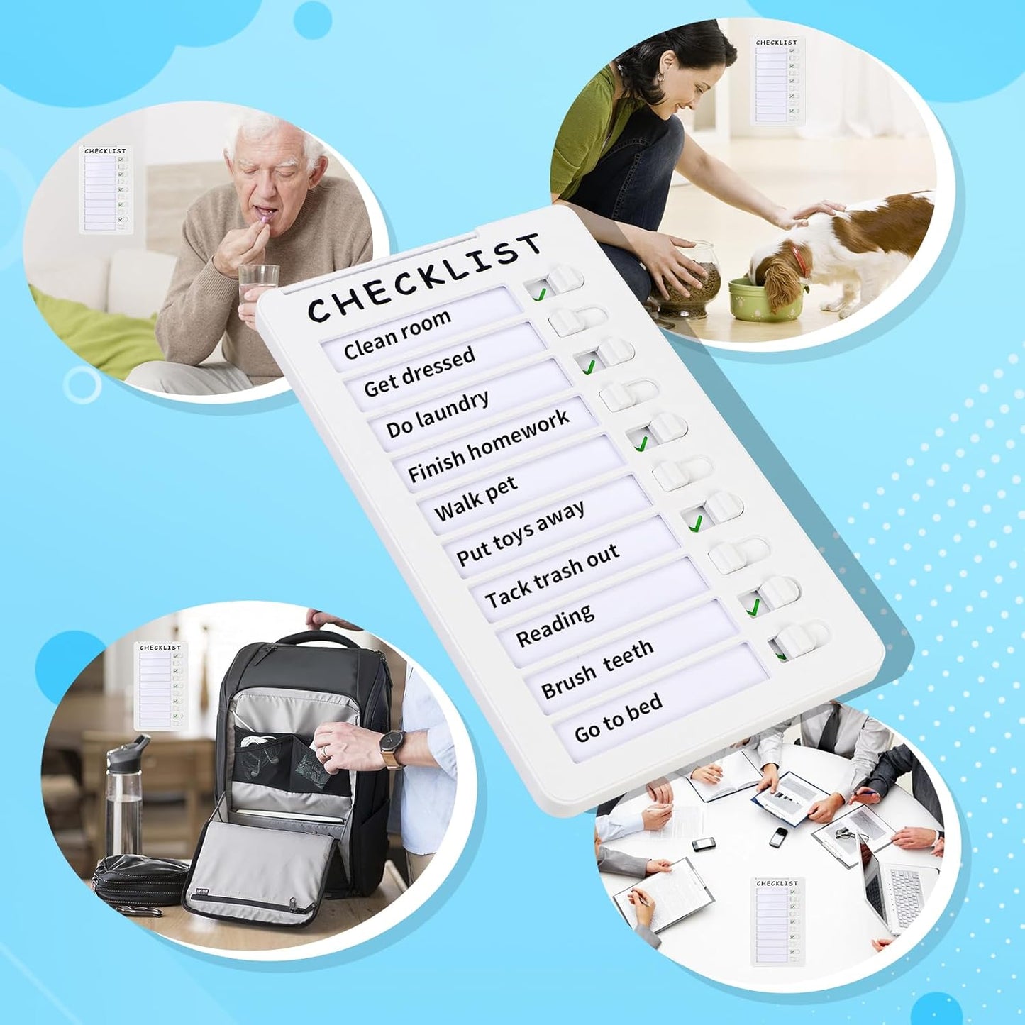 Dry Erase Chore Chart for Kids, Standable Whiteboard Checklist Board | Standable, Resuable, Portable, Routine Chart with a Pen