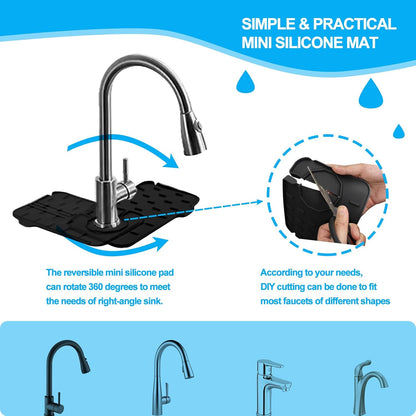 2 Pieces Kitchen Sink Splash Guard 8.3" Mini Sink Faucet Mat Faucet Handle Drip Catcher Tray Mat in Gray Faucet Draining Mat for Soap Sponge Placement Sink Protectors for Kitchen & Bathroom