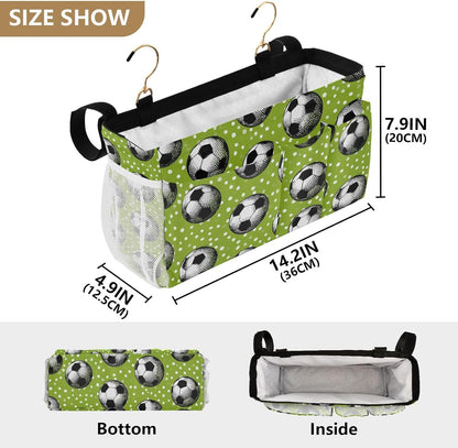Bedside Caddy Hanging Bunk Bed Caddy Bed Organizer Hanging Pocket with 2 Hooks Bedside Storage Organizer Pocket Bag Holder Checkered Light Green - Colors B